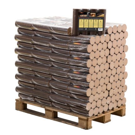 Runde Buchenholzbriketts 960 kg Palette 96 Packungen 10 kg